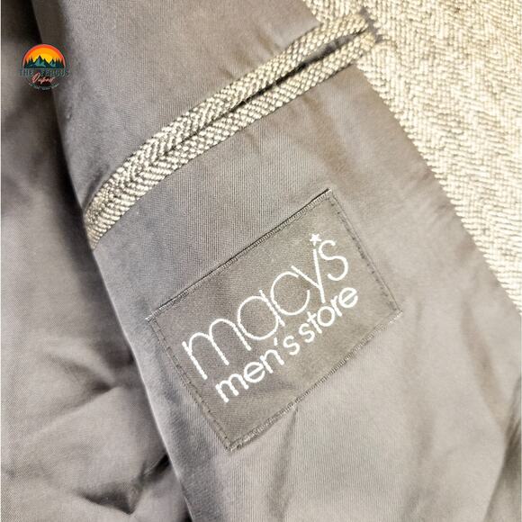 Savile Row Macys Suit Jacket Blazer Gray Single-Breasted Notch Lapel Men's L 44 - Picture 9 of 14